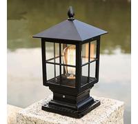 Garden Post Light Deck Fence Post Cap Aluminum Column Lamp With Glass Waterproof Patio Pillar Light Bronze Finish Pier Mount Vintage Pathway Entryway Post Lantern Street