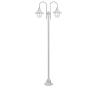 vidaXL Garden Post Light E27 220cm Aluminium 2-Lantern White Outdoor Lamp