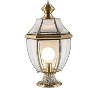 Garden Post Light Outdoor Deck Lights Waterproof Glass Column Head Lamp Copper Art Column Lamp,Minimalist Style