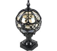 Garden Post Light Pole Column Lamp European Style Spherical Fixture for Patio, Pathway Modern Waterproof Black Cast Aluminum with Clear Glass Panels Street Lamp, 13.3in (Brass 8.6in) (Black 13.3in)