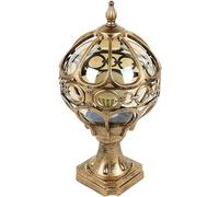 Garden Post Light Pole Column Lamp European Style Spherical Fixture for Patio, Pathway Modern Waterproof Black Cast Aluminum with Clear Glass Panels Street Lamp, 13.3in (Brass 8.6in) (Brass 10.6in)