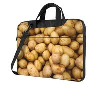 Garden potato print laptop bag, adjustable shoulder strap and hidden handle, simplify your day to day, Black/White, 13 inch