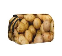 Garden Potatoes Flip-Top Double-Layer Pencil Case,Large Capacity (Holds 50 Pens/Pencis),Full-Print Durable Polyester School Office Supplies