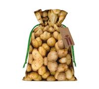 Garden Potatoes Print Christmas Drawstring Gift Bags Holiday Present Sack Xmas Decor Reusable Pouches