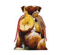 Garden Potatoes Print Drawstring Gift Seasonal Bags Celebrations Eco-Conscious Holiday Present Packaging