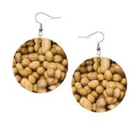 Garden Potatoes Printed Round Earrings For Women, 1 Pair Lightweight Leather Pierced Earrings Set Trendy Jewelry Gifts For Women Girls