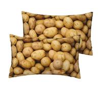 Garden Potatoes Printing Imitation Linen Pillow Cases Set Of 2 With Zipper Closure Breathable And Cooling,12x20 Inches