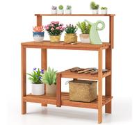Garden Potting Bench Table Multi-layer Planting Workstation Natural