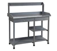 Garden Potting Workstation Bench w/ Galvanized Metal Tabletop