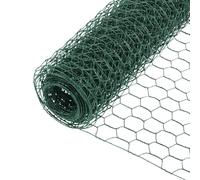 Garden Poultry Green Chicken Wire PVC Coated Hexagonal Wire Mesh Roll Animal Fence 3m x 400mm Garden Netting Fencing for Pet Rabbit Chicken with Gloves & 50Pcs Cable Ties
