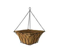 Garden Pride 14" Hanging Basket - Square Gothic Style Hanging Basket - Complete with Coco Liner and ready to plant