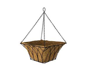 Garden Pride 14" Hanging Basket - Square Gothic Style Hanging Basket - Complete with Coco Liner and ready to plant