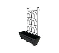 BalconyFence Holder - Decorative Trellis Back Planter Holder - Charcoal