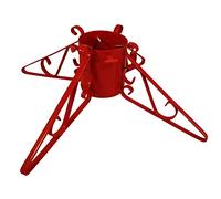 Garden Pride Christmas Tree Stand - 4" Base - Metal - Solid Steel - Plastic Coated Premium (Red)