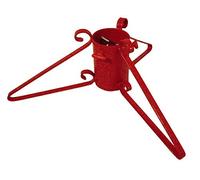 Garden Pride Christmas Tree Stand - 4" Base - Metal - Solid Steel - Plastic Coated (Red Glitter)