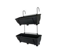 Garden Pride Double Balcony/fence Holder - Decorative Trellis Back Planter Holder - Charcoal