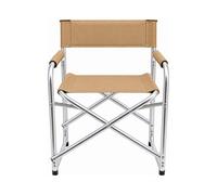 Garden Pride Folding Director Chair Beige Canvas Fabric With Silver Frame