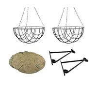 Garden Pride Hanging Basket Kits - 2x Hanging Basket Bracket, 2x Hanging Basket, 2x Liner. Ready to plant (14" Basket Kit (2x Bracket, 2x Baskets, 2x Liner))