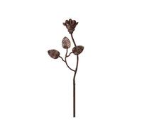 Rose with Leaf Metal Flower Garden Stakes - Steel