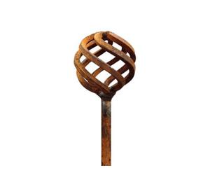 Garden Pride Rusty Metal Sphere Garden Stake - Large - Pack Of 3 - Raw Steel Designed To Rust