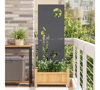 Garden Privacy Screen Anthracite Matte Painted Steel 50 x 140 cm with Decorative Inlay for Patio and Garden, Weatherproof Outdoor Protection for Private Atmosphere and Stylish