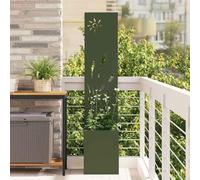 Garden Privacy Screen Olive Green Cold-Rolled Steel 32 x 150 cm with Decorative Inlay for Patio and Garden, Weatherproof and Matte, Ideal as a Wall Picture and Wall Decoration