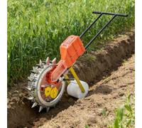 Garden Push Seeder, Stainless Steel Hand-Push Seeder Planter with Wheel, Detachable Stand Design, Lawn & Garden Broadcast Spreader for Planting Corn Soy Cotton(16 nozzles)