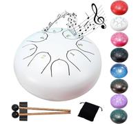 Garden Rain Drum - 6 Inch 8 Note Chakra Drum - Enjoy the tranquil and beautiful way of nature's melody.(White)