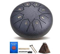 Garden Rain Drum For Outside, 6 Inch 8 Notes Steel Tongue Drum | Waterproof Meditation Rain Chime, Hand Drums Musical Instrument, For Music Education, Yoga, Meditation(Black)