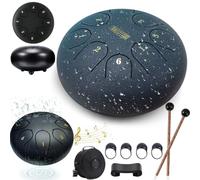 Garden Rain Drum, Rain Drum for Outside Garden with The Fingerstalls, 6" 8 Tone Steel Tongue Drum, Percussion Instrument for Musical Education Concert Mind Healing Yoga Meditation (Navy(6"))