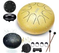 Garden Rain Drum, Rain Drum for Outside Garden with The Fingerstalls, 6" 8 Tone Steel Tongue Drum, Percussion Instrument for Musical Education Concert Mind Healing Yoga Meditation (Yellow(6"))