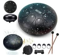 Garden Rain Drum, Rain Drum for Outside Garden with The Fingerstalls, 6" 8 Tone Steel Tongue Drum, Percussion Instrument for Musical Education Concert Mind Healing Yoga Meditation (Black(6"))