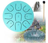 Garden Rain Drum, Rain Drum for Outside Garden with The Fingerstalls, 9 Tone Steel Tongue Drum, Percussion Instrument for Musical Education Concert Mind Healing Yoga Meditation (Blue)