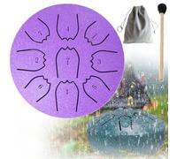 Garden Rain Drum, Rain Drum for Outside Garden with The Fingerstalls, 9 Tone Steel Tongue Drums, Percussion Instrument for Musical Education Concert Mind Healing Yoga Meditation (Purple)