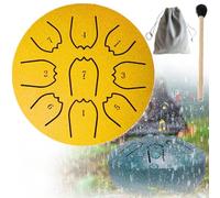 Garden Rain Drum, Rain Drums for Outside Garden with The Fingerstalls, 9 Tone Steel Tongue Drum, Percussion Instrument for Musical Education Concert Mind Healing Yoga Meditation (Golden)