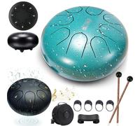 Garden Rain Musical Steel Tongue 8 Tone 6" Percussion Instrument for Outside Garden With Fingerstalls - For Musical Education Concert Mind Healing Yoga Meditation (Green)