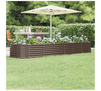 (brown, 296 x 80 x 36 cm) vidaXL Garden Planter Patio Flower Pot Raised Garden Bed Powder-coated Steel