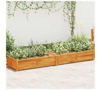 Garden Raised Bed Acacia Wood Brown 200x50x25cm Slatted Drainage Easy Fit Patio
