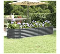 Garden Raised Bed Anthracite 224x80x36cm Galvanised Steel Powder-Coated Outdoor