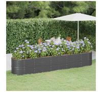 Garden Raised Bed Anthracite 368x80x68cm Galvanised Steel Weatherproof Deep