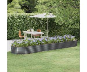 Garden Raised Bed Anthracite 396x100x36cm Galvanised Steel Heavy Duty Rustproof
