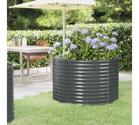 Garden Raised Bed Anthracite Galvanised Steel 100x100x68 cm Round Deep Planter