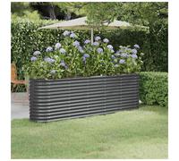 Garden Raised Bed Anthracite Galvanised Steel 224x40x68cm Oval Planter DeepGrow