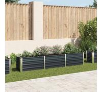Garden Raised Bed Anthracite Galvanised Steel 240x40x45cm Open Bottom Deep Large