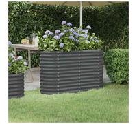 Garden Raised Bed Anthracite Galvanised Steel Oval 114x40x68cm Durable Rustproof