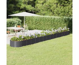 Garden Raised Bed Anthracite Powder-Coated Steel 620x80x36 cm Oval Planter Deep