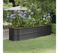 Garden Raised Bed Anthracite Powder-Coated Steel Oval 296x80x68 cm Deep Planter