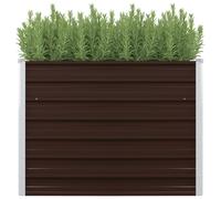 Garden Raised Bed Brown 100x40x77 cm Galvanised Steel Planter Folded Edge Strong [EEK: A]