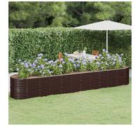 (brown, 440 x 80 x 68 cm) vidaXL Garden Planter Patio Flower Pot Raised Garden Bed Powder-coated Steel