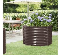 vidaXL Garden Raised Bed Flower Stand Pot Plant Tray Balcony Flower Box Plant Pot Stand Patio Planter Box Galvanised Steel 100x100x68 cm Brown